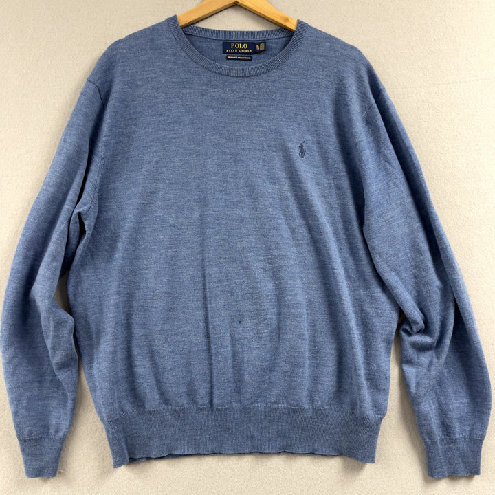 Men's Polo Ralph Lauren Blue Merino Wool Sweater Size XL