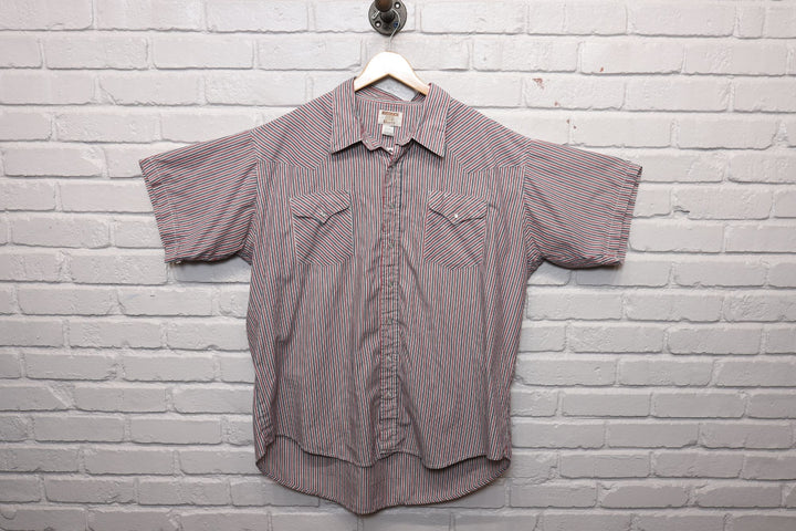 90s ruddock striped pearl snap shirt size XXXL