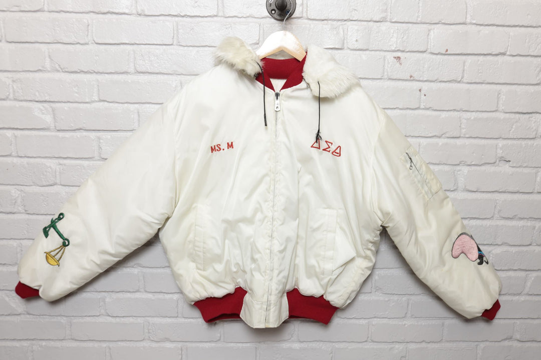 70s Vintage Delta Sigma Theta Red and White Jacket Size XL