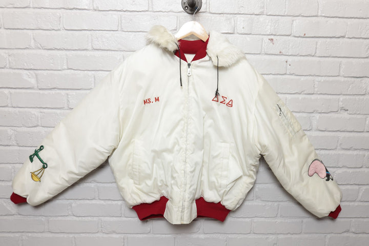 70s Vintage Delta Sigma Theta Red and White Jacket Size XL
