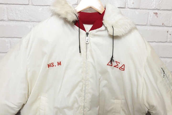 70s Vintage Delta Sigma Theta Red and White Jacket Size XL