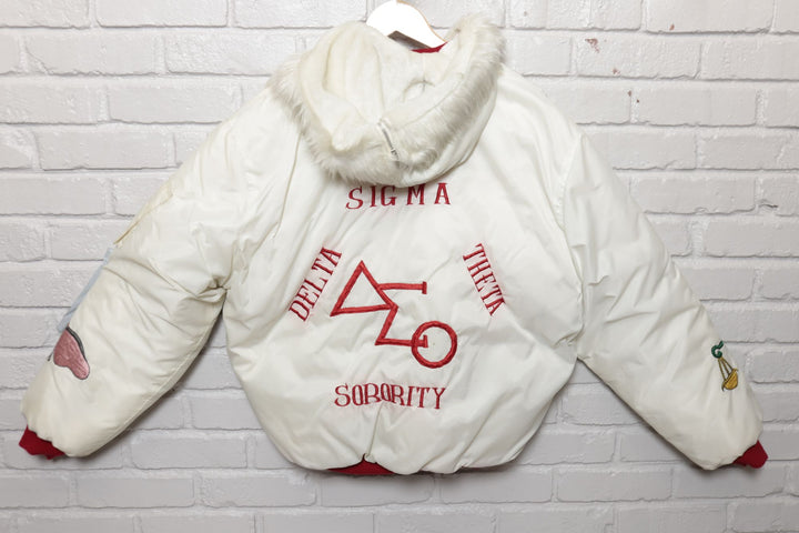 70s Vintage Delta Sigma Theta Red and White Jacket Size XL