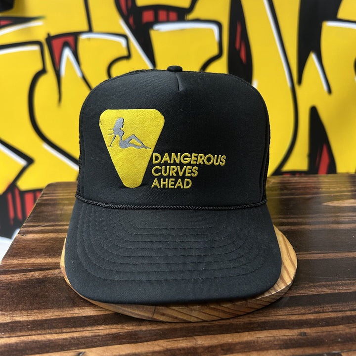 Dangerous Curves Mudflap Girl Vintage Snapback Trucker Hat 80s