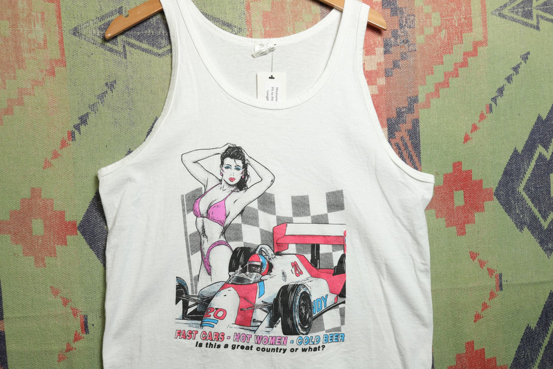 Fast Cars Hot Women Vintage Tank Top Medium 90s