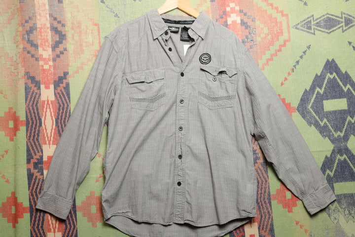 Harley Davidson Vintage Grey Skull Shirt Large 2000s Biker