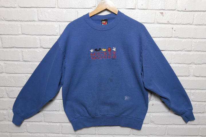 Mickey Mouse Embroidered Vintage Sweatshirt 90s  Large