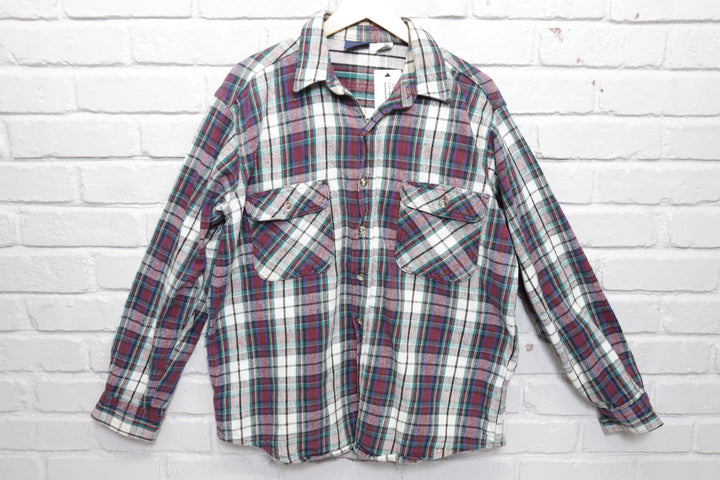 Dakota Vintage Plaid Flannel Shirt Large 90s