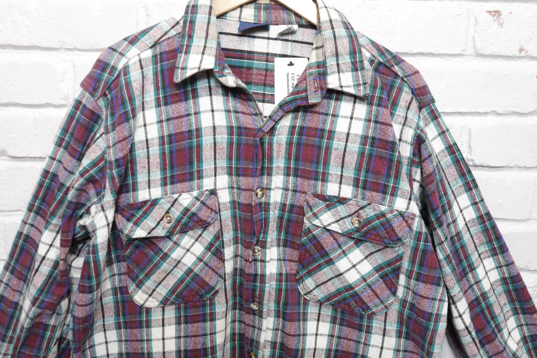 Dakota Vintage Plaid Flannel Shirt Large 90s