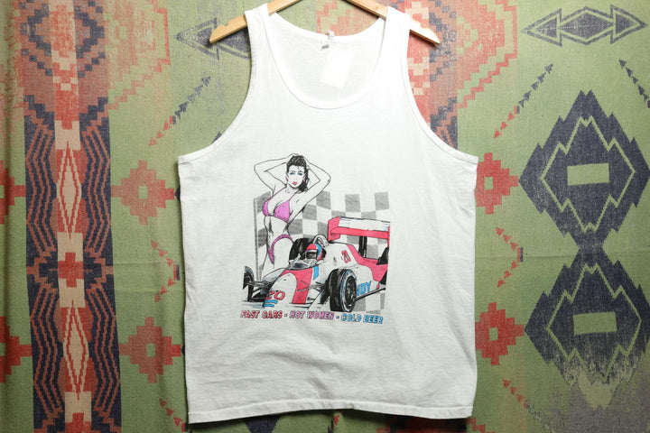 Fast Cars Hot Women Vintage Tank Top XL 90s