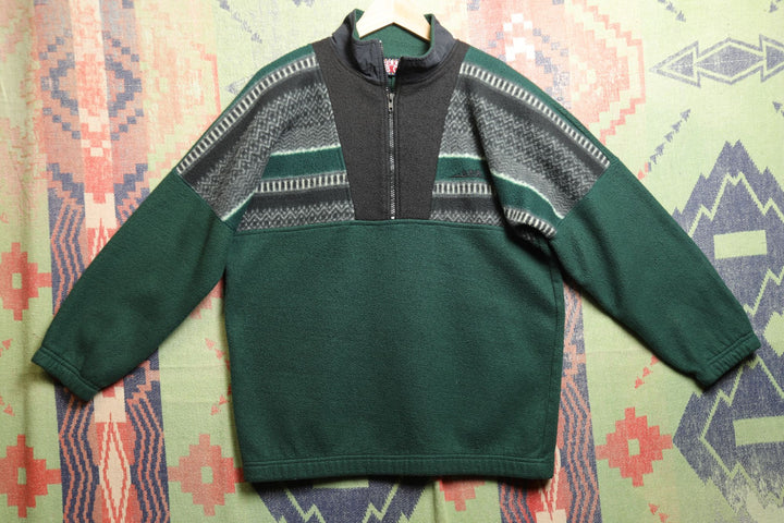 Bugle Boy Vintage Quarter Zip Fleece Sweatshirt Medium 2000s