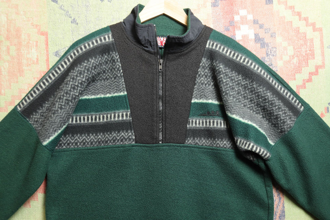 Bugle Boy Vintage Quarter Zip Fleece Sweatshirt Medium 2000s