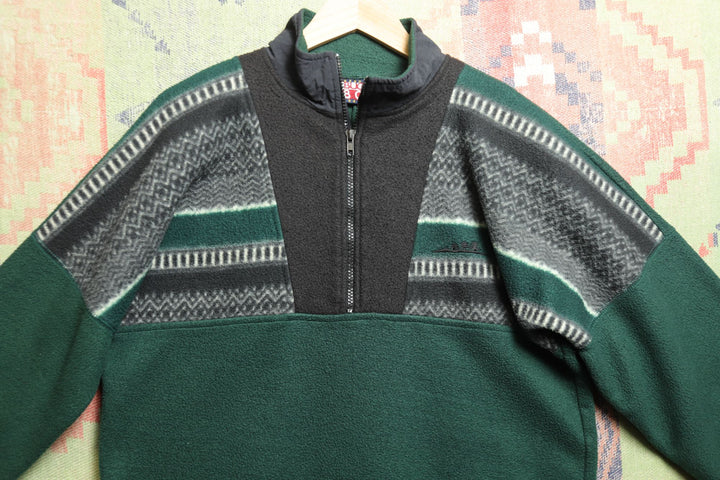 Bugle Boy Vintage Quarter Zip Fleece Sweatshirt Medium 2000s