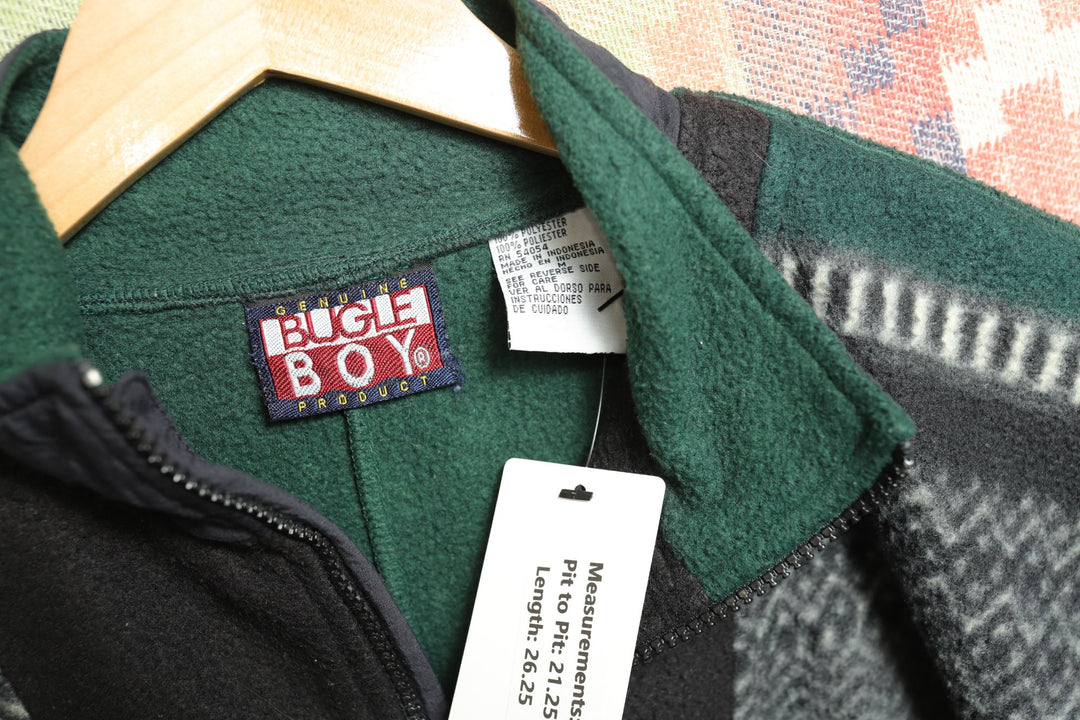 Bugle Boy Vintage Quarter Zip Fleece Sweatshirt Medium 2000s