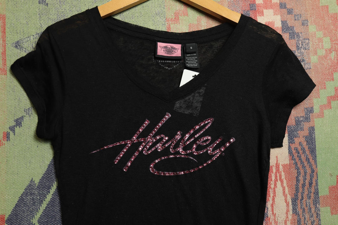 Harley Pink Jewel Vintage T Shirt Small Y2K 2000s