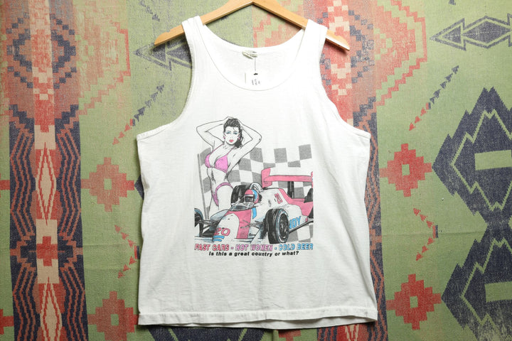 Fast Cars Hot Women Vintage Tank Top Medium 90s