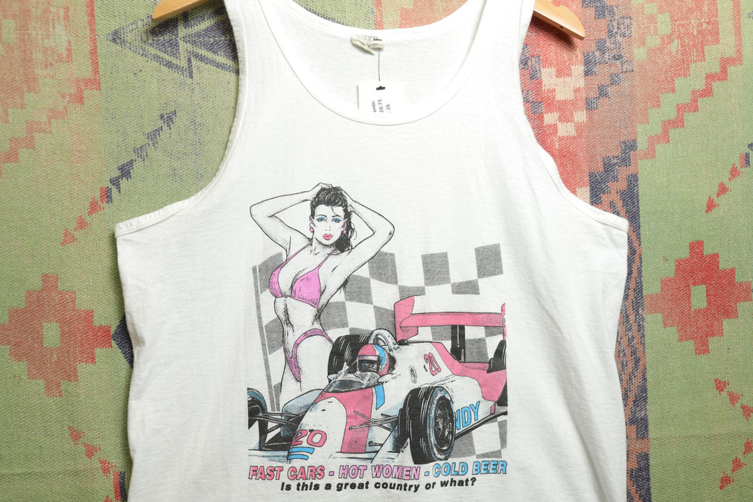 Fast Cars Hot Women Vintage Tank Top Medium 90s
