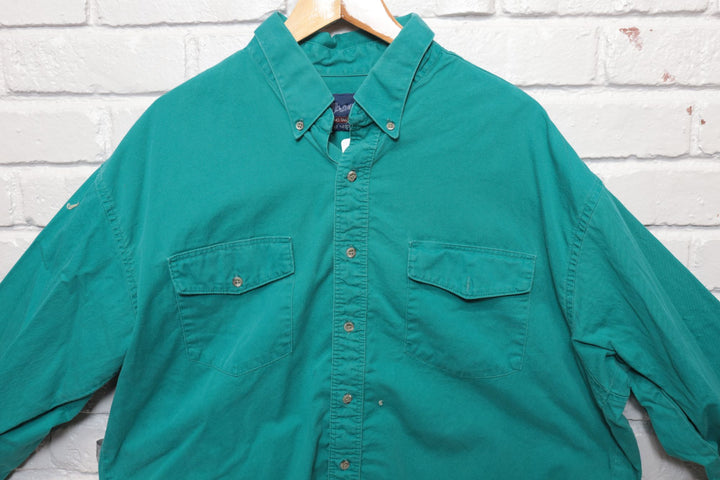 90s Vintage Wrangler Teal Button Down Shirt Size XL