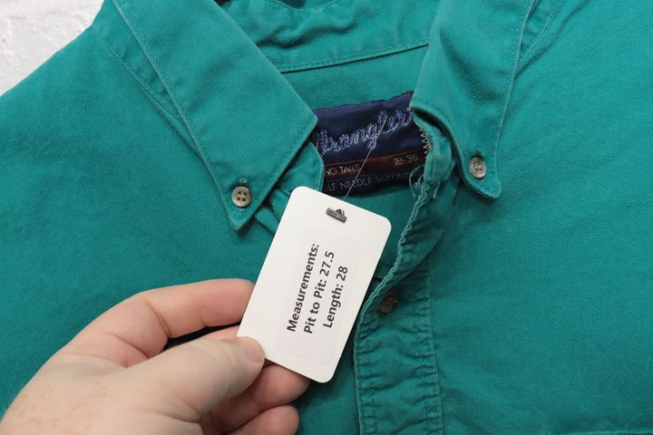 90s Vintage Wrangler Teal Button Down Shirt Size XL