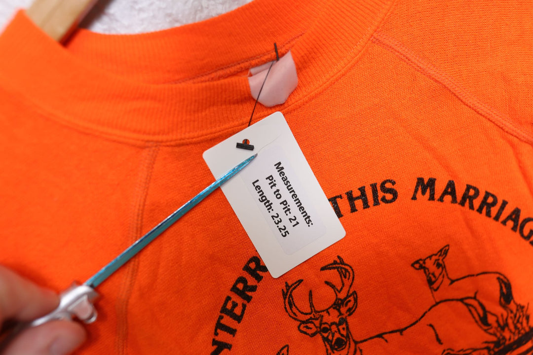 Deer Hunting Season Vintage Blaze Orange Sweatshirt 80s Medium