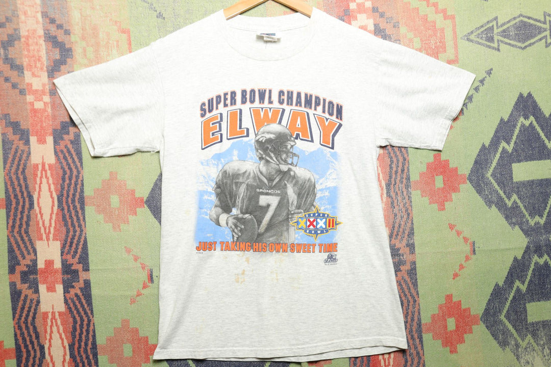 John Elway Broncos Vintage T Shirt Medium 90s NFL