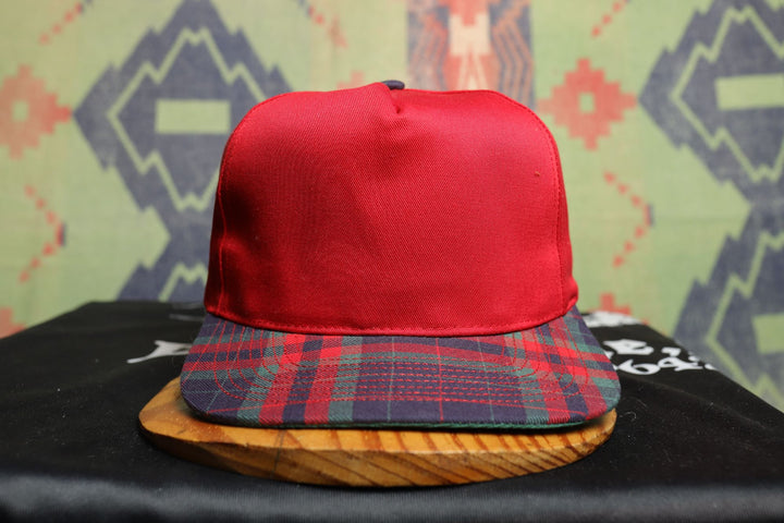 Plaid Brim Red Vintage Snapback Hat 90s