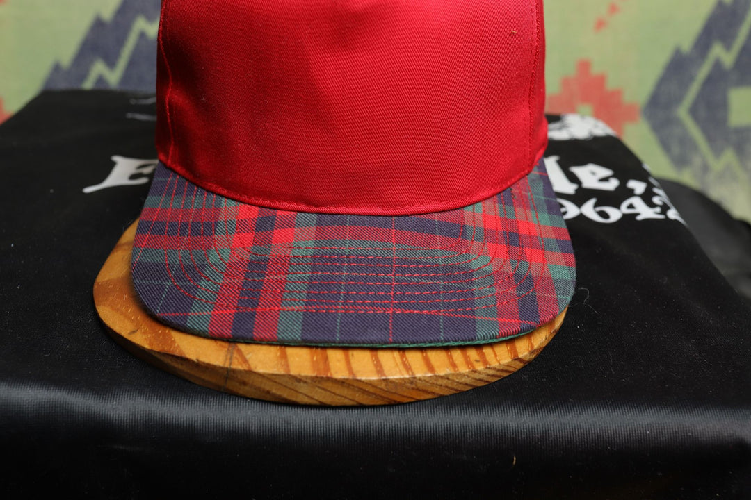 Plaid Brim Red Vintage Snapback Hat 90s