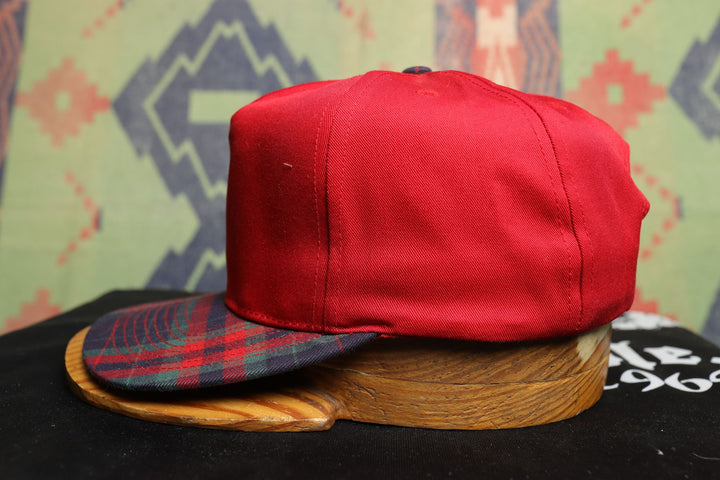 Plaid Brim Red Vintage Snapback Hat 90s