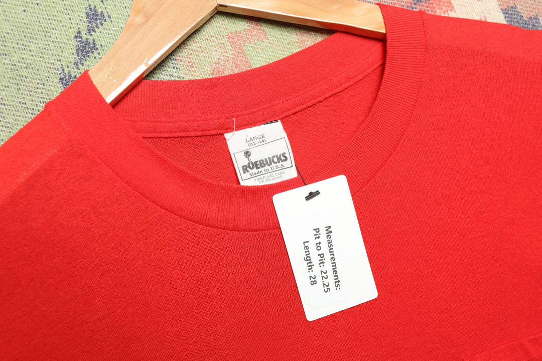 Roebucks Vintage Red Pocket T Shirt Large 80s