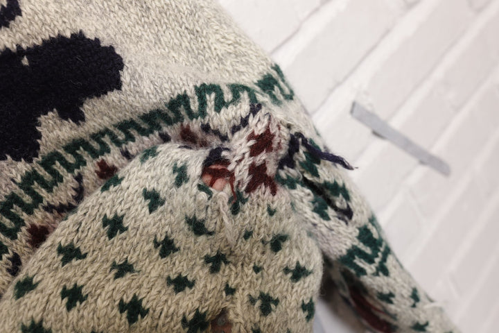 Nordic Pattern Vintage Wool Sweater 80s Medium