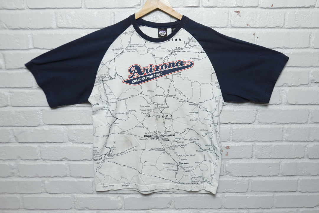 State of Mine Vintage Arizona Map T Shirt 2000s Large