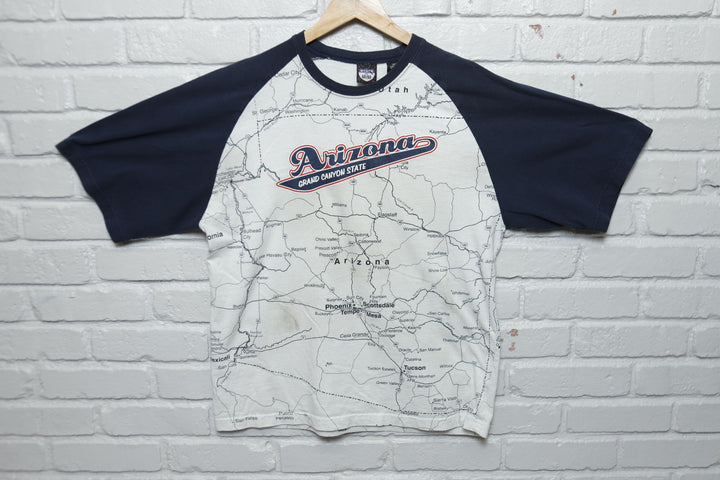 State of Mine Vintage Arizona Map T Shirt 2000s Large