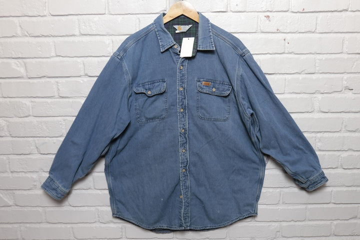 Carhartt Vintage Flannel Lined Denim Shirt 90s XL