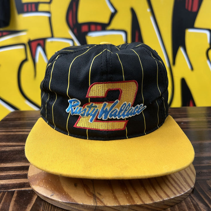 Rusty Wallace Vintage Pinstripe Snapback Hat 90s Racing