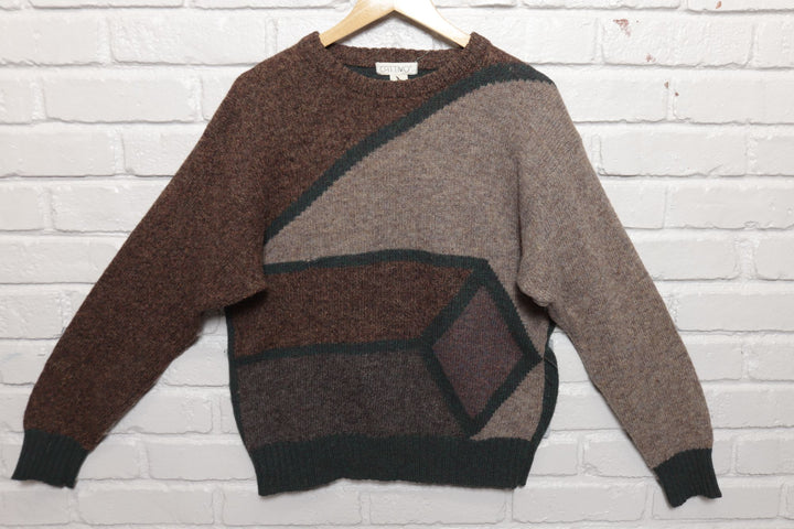 80s Vintage Cattivo Geometric Wool Sweater Size Small