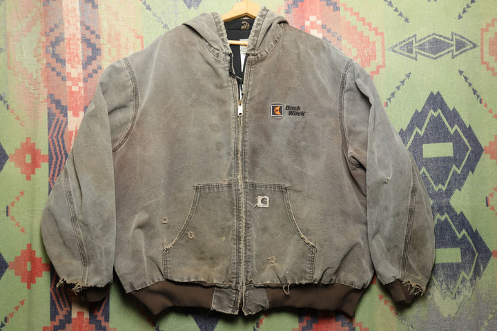 Carhartt J25 CHT Vintage Ditch Witch Hooded Active Jacket 4XL 2000s Distressed
