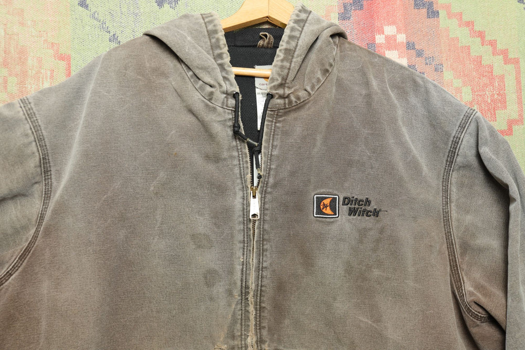 Carhartt J25 CHT Vintage Ditch Witch Hooded Active Jacket 4XL 2000s Distressed