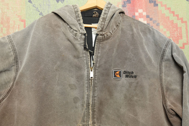 Carhartt J25 CHT Vintage Ditch Witch Hooded Active Jacket 4XL 2000s Distressed