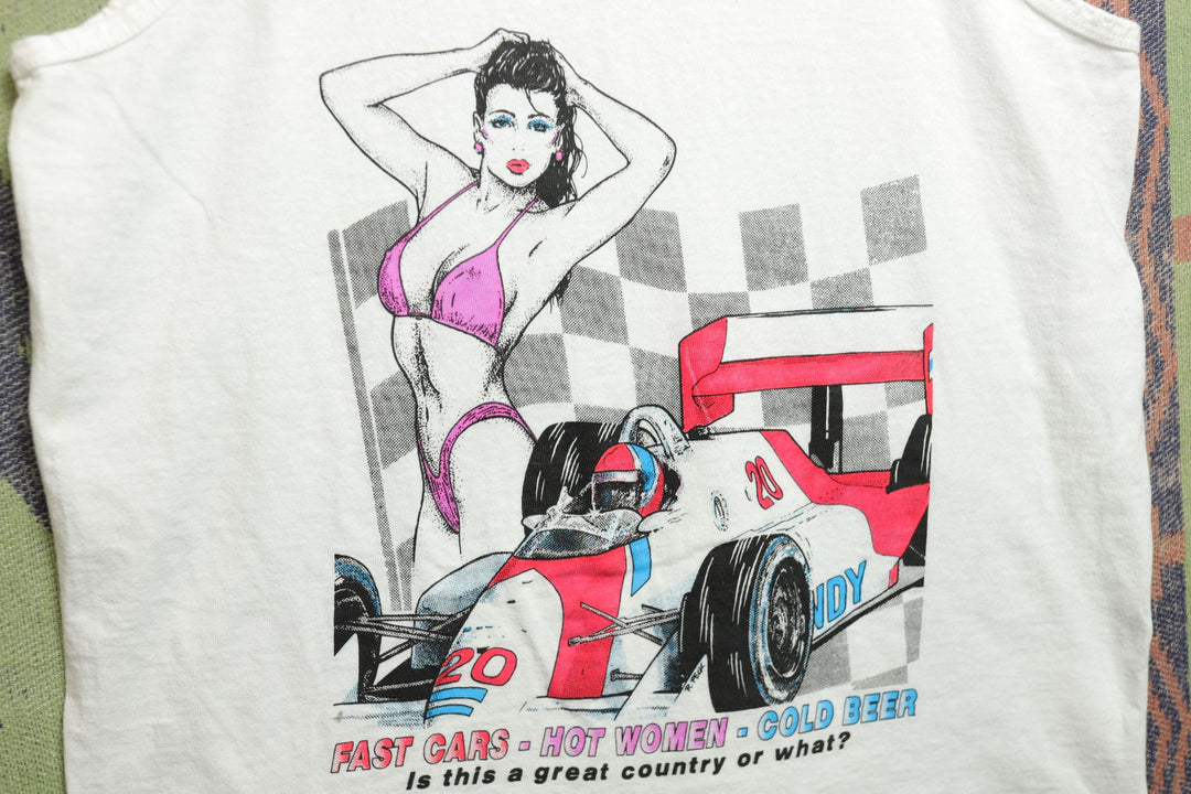Fast Cars Hot Women Vintage Tank Top Medium 90s