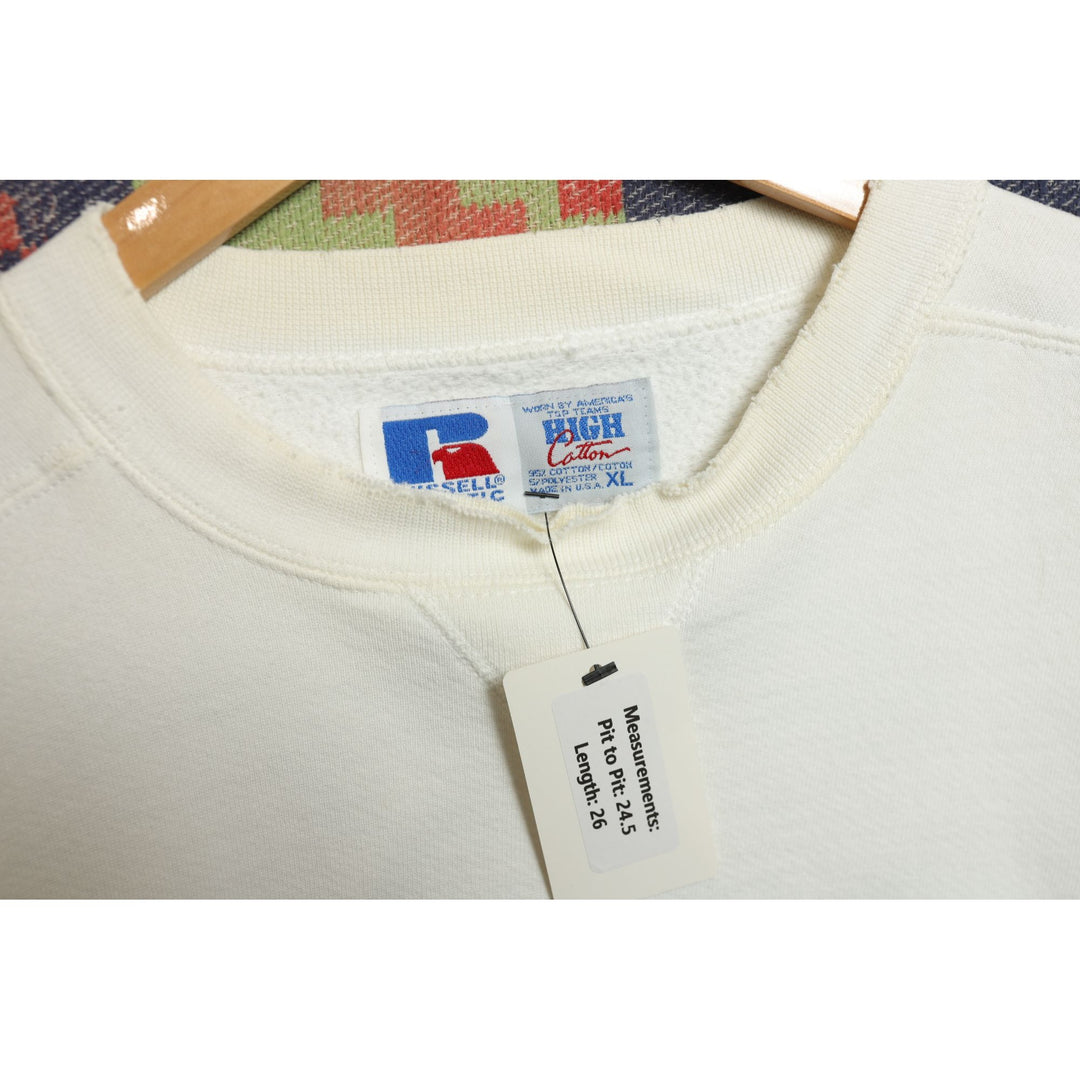Russell High Cotton Vintage White Sweatshirt XL 90s