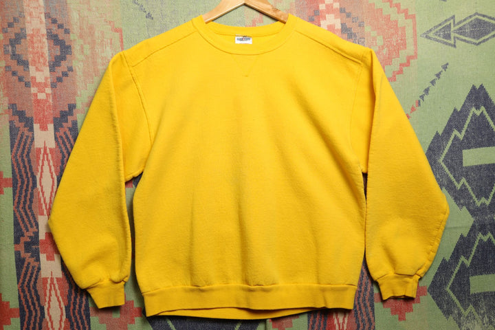 Jerzees Premium Fit Vintage Blank Yellow Sweatshirt 2000s Large