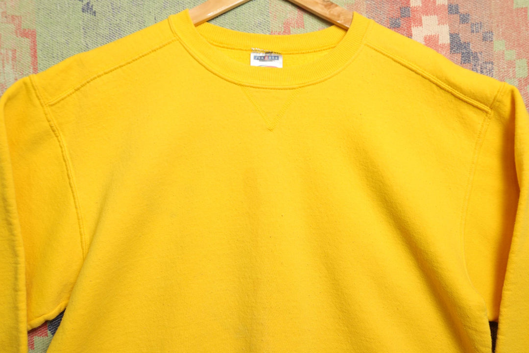 Jerzees Premium Fit Vintage Blank Yellow Sweatshirt 2000s Large