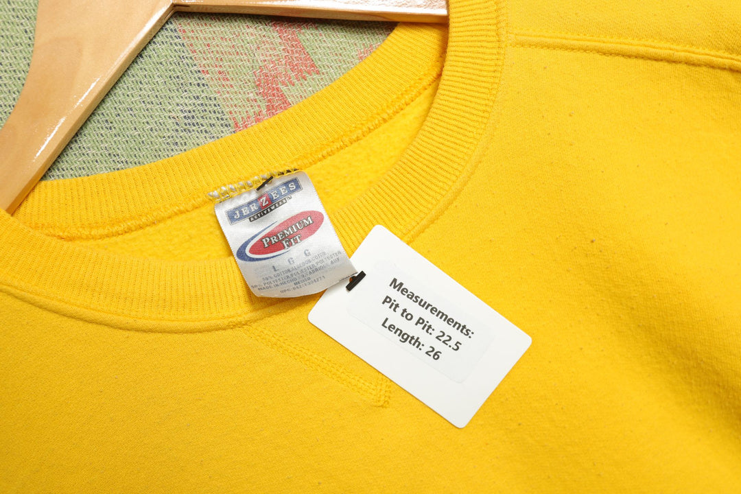 Jerzees Premium Fit Vintage Blank Yellow Sweatshirt 2000s Large