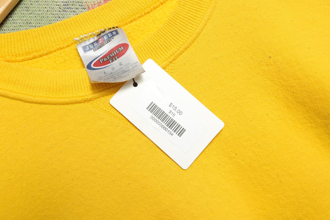Jerzees Premium Fit Vintage Blank Yellow Sweatshirt 2000s Large