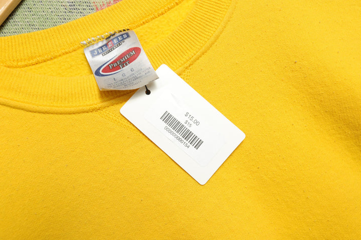 Jerzees Premium Fit Vintage Blank Yellow Sweatshirt 2000s Large