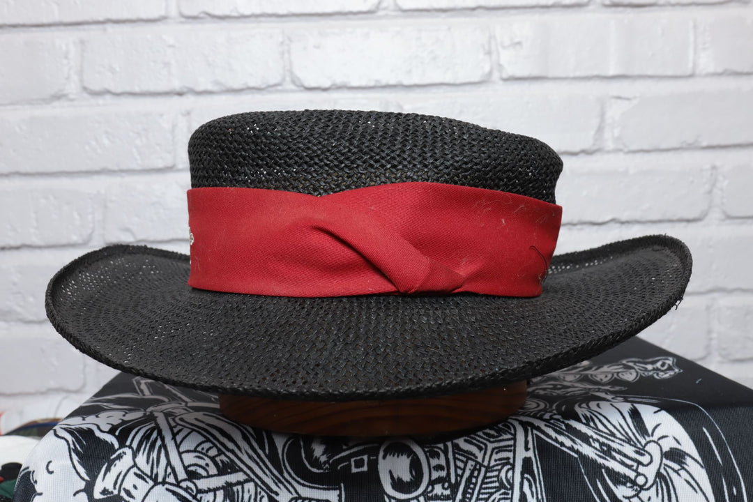 80s Vintage Arkansas Razorbacks Black Straw Hat