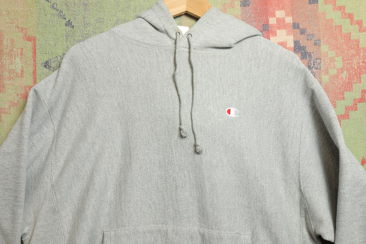 Champion Reverse Weave Vintage Grey Hoodie 2000s Large