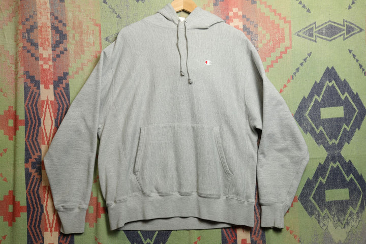 Champion Reverse Weave Vintage Grey Hoodie 2000s Large