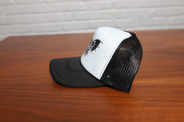 Recollect Harley logo black and white trucker hat
