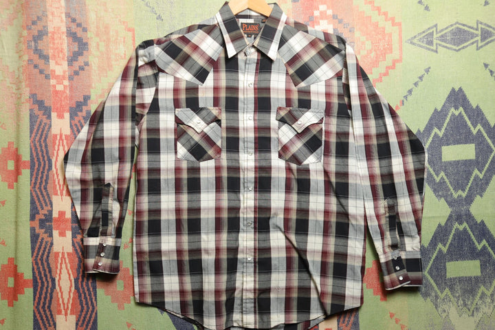 Plains Western Wear Vintage Plaid Pearl Snap Shirt 2000s Large