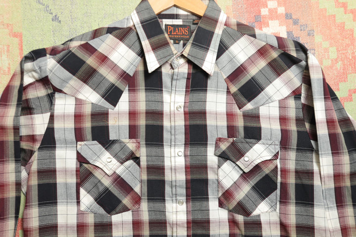Plains Western Wear Vintage Plaid Pearl Snap Shirt 2000s Large